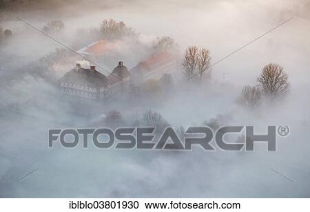 "Aerial view, Schloss Oberwerries moated castle, morning mist, Hamm, Ruhr area, North Rhine-Westphalia, Germany, Europe" View Large Photo Image Stock Image - "Aerial view, Schloss Oberwerries moated castle, morning mist, Hamm, Ruhr area, North Rhine-Westphalia, Germany, Europe". Fotosearch
