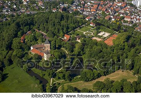 "Aerial view, Schloss Rheda Castle, moated castle, Rheda-Wiedenbruck, North Rhine-Westphalia, Germany, Europe" View Large Photo Image Stock Photo - "Aerial view, Schloss Rheda Castle, moated castle, Rheda-Wiedenbruck, North Rhine-Westphalia, Germany, Europe". Fotosearch