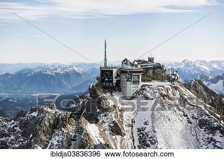 "Aerial view, Schneefernerhaus building and Munchner Haus building on the peak of Zugspitze mountain, Garmisch-Partenkirchen, Upper Bavaria, Bavaria, Germany, Europe" View Large Photo Image Stock Photograph - "Aerial view, Schneefernerhaus building and Munchner Haus building on the peak of Zugspitze mountain, Garmisch-Partenkirchen, Upper Bavaria, Bavaria, Germany, Europe". Fotosearch
