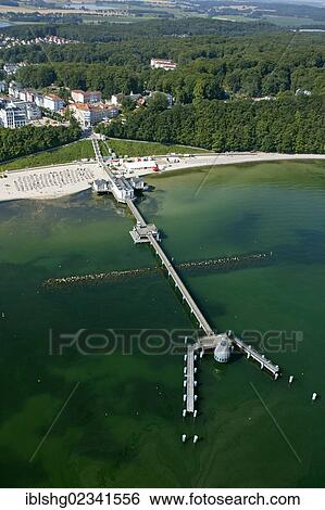 Stock Photograph - "Aerial view, Sellin sea bridge, pier, Ruegen Island, Mecklenburg-Western Pomerania, Germany, Europe". Fotosearch