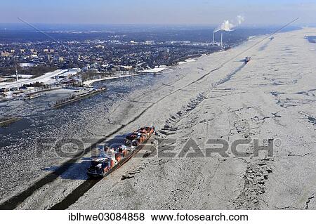 "Aerial view, shipping traffic on the river Elbe in icy conditions, Hamburg, Hamburg, Hamburg, Germany, Europe" View Large Photo Image Stock Photo - "Aerial view, shipping traffic on the river Elbe in icy conditions, Hamburg, Hamburg, Hamburg, Germany, Europe". Fotosearch