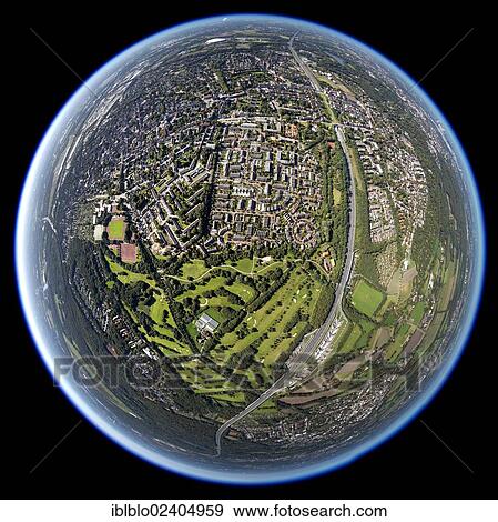 "Aerial view, shot with a fisheye lens, Nesselrodeweg settlement and Bruchwiesenring circular settlement, Gelsenkirchen Golf Club, Gelsenkirchen-Buer, Ruhr area, North Rhine-Westphalia, Germany, Europe" View Large Photo Image Stock Photo - "Aerial view, shot with a fisheye lens, Nesselrodeweg settlement and Bruchwiesenring circular settlement, Gelsenkirchen Golf Club, Gelsenkirchen-Buer, Ruhr area, North Rhine-Westphalia, Germany, Europe". Fotosearch