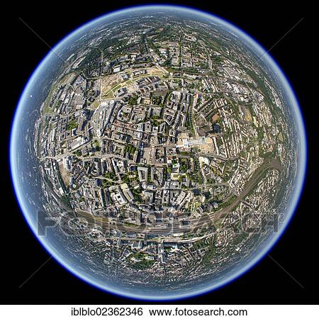 "Aerial view shot with a fisheye lens, Essen-Mitte distict, Essen, Ruhr region, North Rhine-Westphalia, Germany, Europe" View Large Photo Image Stock Photograph - "Aerial view shot with a fisheye lens, Essen-Mitte distict, Essen, Ruhr region, North Rhine-Westphalia, Germany, Europe". Fotosearch