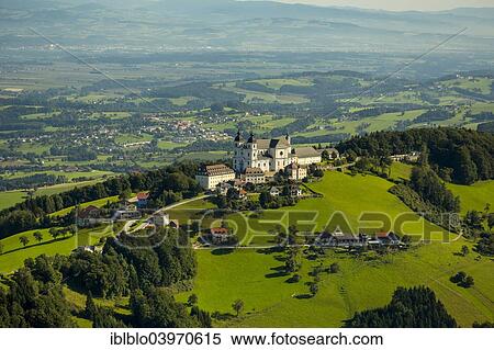 "Aerial view, Sonntagberg Basilica, Alpine foothills with meadows, Sonntagberg, Lower Austria, Austria, Europe" View Large Photo Image Stock Photography - "Aerial view, Sonntagberg Basilica, Alpine foothills with meadows, Sonntagberg, Lower Austria, Austria, Europe". Fotosearch
