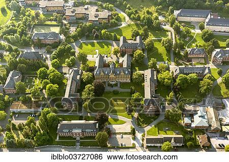 Stock Photograph - "Aerial view, St. Johannes Stift or St. John's Abbey, main buildings, Niedermarsberg, Marsberg, North Rhine-Westphalia, Germany, Europe". Fotosearch