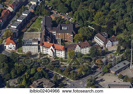 Stock Photograph - "Aerial view, St. Marien Hospital, Gelsenkirchen-Buer, Ruhr area, North Rhine-Westphalia, Germany, Europe". Fotosearch