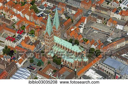 "Aerial view, St. Mary's Church, historic center, Lubeck, Schleswig-Holstein, Germany, Europe" View Large Photo Image Stock Photo - "Aerial view, St. Mary's Church, historic center, Lubeck, Schleswig-Holstein, Germany, Europe". Fotosearch
