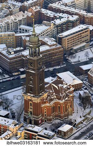 "Aerial view, St. Michaelis Church in winter, Hamburg, Hamburg, Germany, Europe" View Large Photo Image Stock Image - "Aerial view, St. Michaelis Church in winter, Hamburg, Hamburg, Germany, Europe". Fotosearch