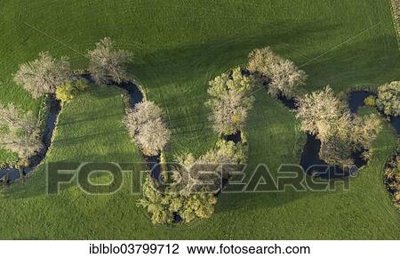 "Aerial view, stream flowing into the Ahse River, nature reserve, Welver, Ruhr area, North Rhine-Westphalia, Germany, Europe" View Large Photo Image Stock Image - "Aerial view, stream flowing into the Ahse River, nature reserve, Welver, Ruhr area, North Rhine-Westphalia, Germany, Europe". Fotosearch