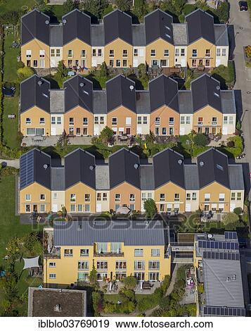 "Aerial view, terraced houses, housing development, Dortmund, Ruhr district, North Rhine-Westphalia, Germany, Europe" View Large Photo Image Stock Photo - "Aerial view, terraced houses, housing development, Dortmund, Ruhr district, North Rhine-Westphalia, Germany, Europe". Fotosearch