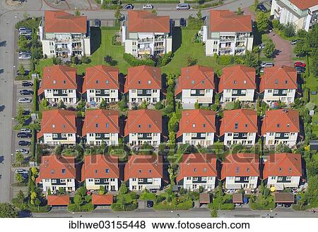 "Aerial view, terraced houses, housing development, Wentorf bei Hamburg, Schleswig-Holstein, Germany, Europe" View Large Photo Image Stock Photo - "Aerial view, terraced houses, housing development, Wentorf bei Hamburg, Schleswig-Holstein, Germany, Europe". Fotosearch