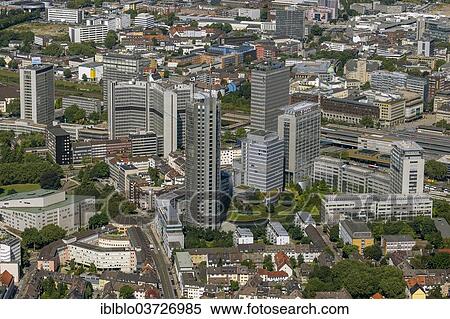 "Aerial view, town centre with the Evonik high-rise building and the building of RWE Power, Essen, North Rhine-Westphalia, Germany, Europe" View Large Photo Image Stock Photography - "Aerial view, town centre with the Evonik high-rise building and the building of RWE Power, Essen, North Rhine-Westphalia, Germany, Europe". Fotosearch