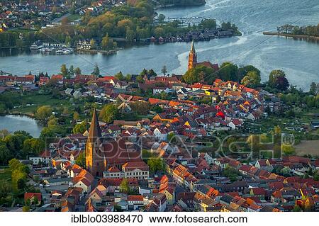 "Aerial view, town of Robel, Church of St. Nikolai at the front and St. Mary's Church at the back, harbour entrance to Muritz Lake, Robel Muritz, Mecklenburg Lake District, Mecklenburg-Western Pomerania, Germany, Europe" View Large Photo Image Stock Image - "Aerial view, town of Robel, Church of St. Nikolai at the front and St. Mary's Church at the back, harbour entrance to Muritz Lake, Robel Muritz, Mecklenburg Lake District, Mecklenburg-Western Pomerania, Germany, Europe". Fotosearch