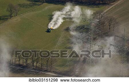 "Aerial view, tractor liming a meadow, Marl, North Rhine-Westphalia, Germany, Europe" View Large Photo Image Stock Photo - "Aerial view, tractor liming a meadow, Marl, North Rhine-Westphalia, Germany, Europe". Fotosearch