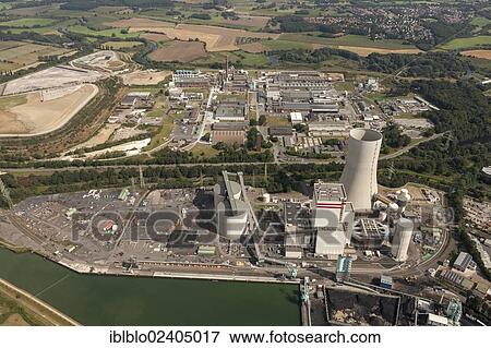 Stock Photo - "Aerial view, Trianel coal power station, Luenen, on the Datteln-Hamm Canal, Waltrop, Ruhr area, North Rhine-Westphalia, Germany, Europe". Fotosearch