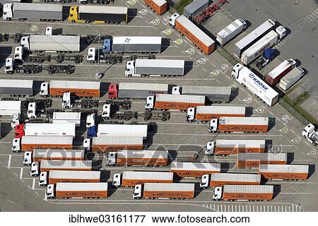 "Aerial view, truck parking during the sunday driving ban, Hamburg, Hamburg, Germany, Europe" View Large Photo Image Stock Photo - "Aerial view, truck parking during the sunday driving ban, Hamburg, Hamburg, Germany, Europe". Fotosearch