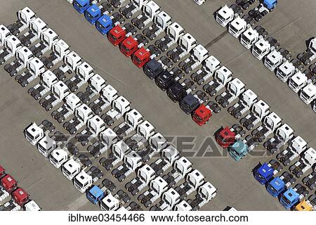 "Aerial view, trucks for sale, parking lot, Hamburg, Hamburg, Germany, Europe" View Large Photo Image Stock Photograph - "Aerial view, trucks for sale, parking lot, Hamburg, Hamburg, Germany, Europe". Fotosearch