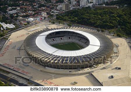 Stock Photo - "Aerial view, venue for the FIFA World Cup 2014, Estadio Governador Magalhaes Pinto or Mineirao Stadium, Belo Horizonte, Minas Gerais, Brazil, South America". Fotosearch
