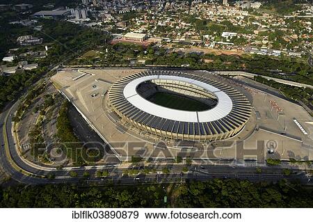 Stock Photo - "Aerial view, venue for the FIFA World Cup 2014, Estadio Governador Magalhaes Pinto or Mineirao Stadium, Belo Horizonte, Minas Gerais, Brazil, South America". Fotosearch