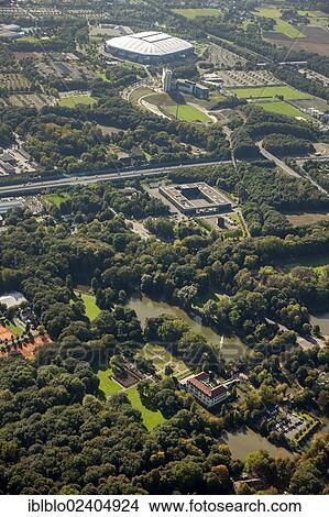"Aerial view, view of Schloss Berge castle and Veltinsarena stadium, Gelsenkirchen, Ruhr area, North Rhine-Westphalia, Germany, Europe" View Large Photo Image Picture - "Aerial view, view of Schloss Berge castle and Veltinsarena stadium, Gelsenkirchen, Ruhr area, North Rhine-Westphalia, Germany, Europe". Fotosearch