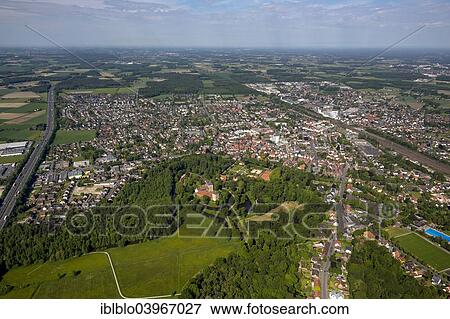 "Aerial view, view of the city with Schloss Rheda Castle, moated castle, Rheda-Wiedenbruck, North Rhine-Westphalia, Germany, Europe" View Large Photo Image Stock Photo - "Aerial view, view of the city with Schloss Rheda Castle, moated castle, Rheda-Wiedenbruck, North Rhine-Westphalia, Germany, Europe". Fotosearch