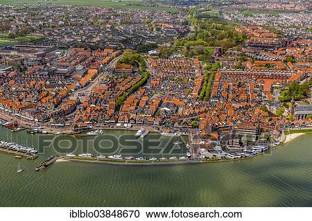 "Aerial view, Volendam with harbour at Markermeer lake, Volendam, Province of North Holland, Netherlands" View Large Photo Image Stock Image - "Aerial view, Volendam with harbour at Markermeer lake, Volendam, Province of North Holland, Netherlands". Fotosearch