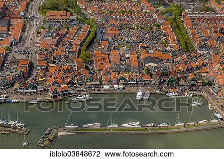 "Aerial view, Volendam with harbour at Markermeer lake, Volendam, Province of North Holland, Netherlands" View Large Photo Image Stock Image - "Aerial view, Volendam with harbour at Markermeer lake, Volendam, Province of North Holland, Netherlands". Fotosearch