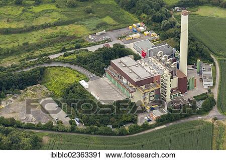 Stock Image - "Aerial view, waste incineration plant, Hamm, Ruhr Area, North Rhine-Westphalia, Germany, Europe". Fotosearch