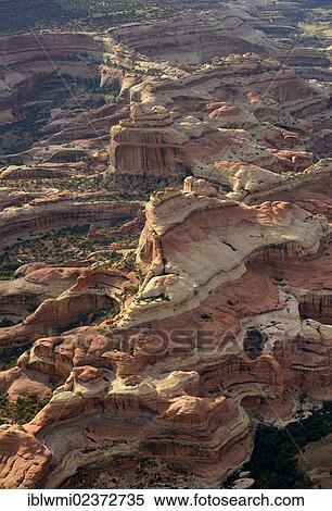 Stock Photography - "Aerial view, Wedding Ring Arch, The Needles District, Canyonlands National Park, Utah, USA". Fotosearch