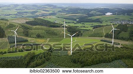 "Aerial view, wind turbines near Einhaus, Remblinghausen, Meschede, Sauerland region, Maerkischer Kreis district, North Rhine-Westphalia, Germany, Europe" View Large Photo Image Stock Image - "Aerial view, wind turbines near Einhaus, Remblinghausen, Meschede, Sauerland region, Maerkischer Kreis district, North Rhine-Westphalia, Germany, Europe". Fotosearch