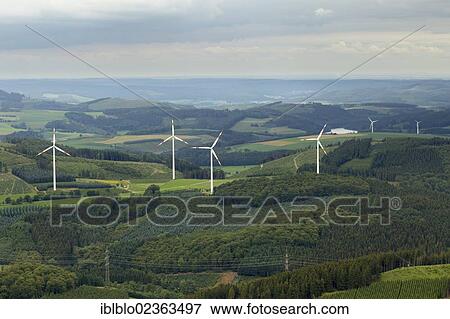 "Aerial view, wind turbines near Einhaus, Remblinghausen, Meschede, Sauerland region, Maerkischer Kreis district, North Rhine-Westphalia, Germany, Europe" View Large Photo Image Stock Photo - "Aerial view, wind turbines near Einhaus, Remblinghausen, Meschede, Sauerland region, Maerkischer Kreis district, North Rhine-Westphalia, Germany, Europe". Fotosearch