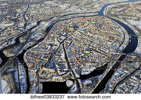 Stock Photo - "Aerial view, winter, Lubeck, Schleswig-Holstein, Germany, Europe". Fotosearch
