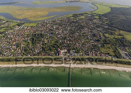 "Aerial view, Zingst with a Baltic Sea beach and Seebruecke Zingst pier, Zingst, Fischland-Darss-Zingst, Mecklenburg-Western Pomerania, Germany, Europe" View Large Photo Image Stock Image - "Aerial view, Zingst with a Baltic Sea beach and Seebruecke Zingst pier, Zingst, Fischland-Darss-Zingst, Mecklenburg-Western Pomerania, Germany, Europe". Fotosearch