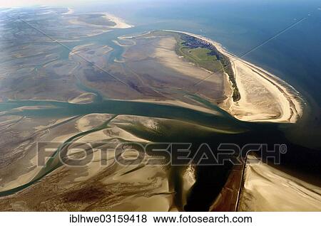 "Aerial, Wadden Sea area """"Hoher Ruecken"""", Wangerooge island, Lower Saxon Wadden Sea National Park, Lower Saxony, Germany, Europe" View Large Photo Image Stock Photo - "Aerial, Wadden Sea area """"Hoher Ruecken"""", Wangerooge island, Lower Saxon Wadden Sea National Park, Lower Saxony, Germany, Europe". Fotosearch
