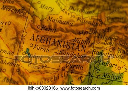 Stock Photography - "Afghanistan, crisis region, illuminated old globe, map section, Asia". Fotosearch