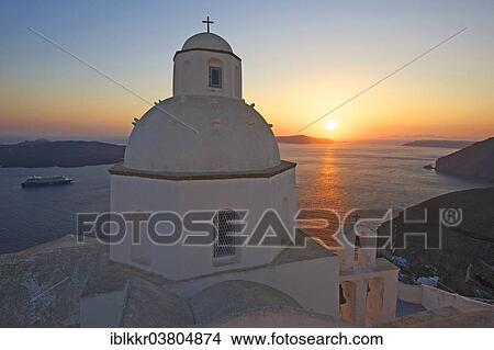"Agios Minas Church at sunset, Thira, Santorini, Cyclades, Greece, Europe" View Large Photo Image Picture - "Agios Minas Church at sunset, Thira, Santorini, Cyclades, Greece, Europe". Fotosearch