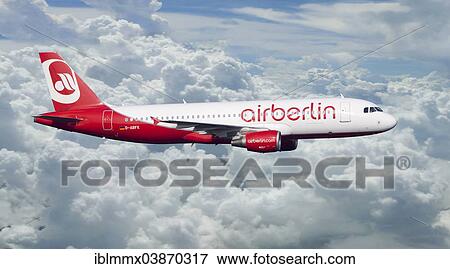 Air Berlin Airbus A320-214 in flight View Large Photo Image Stock Photo - Air Berlin Airbus A320-214 in flight. Fotosearch