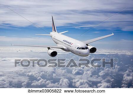 Stock Image - Air France Airbus A318-111 in flight. Fotosearch