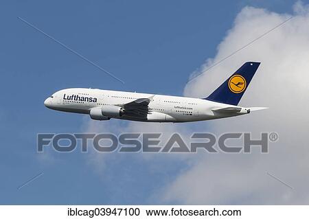 "Airbus A380-800 of Lufthansa taking off from Frankfurt Airport, Frankfurt am Main, Hesse, Germany, Europe" View Large Photo Image Stock Image - "Airbus A380-800 of Lufthansa taking off from Frankfurt Airport, Frankfurt am Main, Hesse, Germany, Europe". Fotosearch