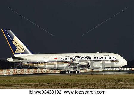 "Airbus A380 for """"Singapore Airlines"""" on the factory airfield of Finkenwerder, Hamburg-Finkenwerder, Hamburg, Hamburg, Germany, Europe" View Large Photo Image Stock Image - "Airbus A380 for """"Singapore Airlines"""" on the factory airfield of Finkenwerder, Hamburg-Finkenwerder, Hamburg, Hamburg, Germany, Europe". Fotosearch