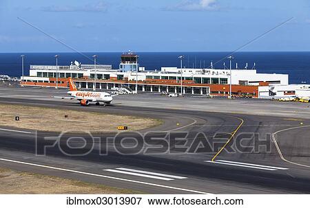 Stock Photo - "Airbus from easyjet. com in front of the terminal of Madeira Airport, LPMA, also known as Funchal Airport and Santa Catarina Airport, Santa Catarina, Funchal, Madeira, Portugal, Europe". Fotosearch