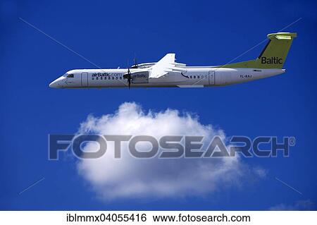 Aircraft YL-BAJ Air Baltic De Havilland Dash 8 in flight View Large Photo Image Stock Photograph - Aircraft YL-BAJ Air Baltic De Havilland Dash 8 in flight. Fotosearch