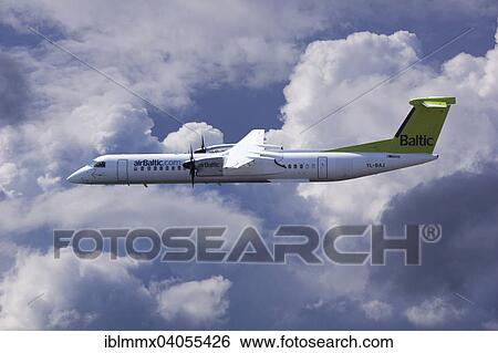 Aircraft YL-BAJ Air Baltic De Havilland Dash 8 in flight View Large Photo Image Stock Photograph - Aircraft YL-BAJ Air Baltic De Havilland Dash 8 in flight. Fotosearch