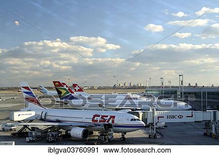 "Airplanes at Terminal 4, John F Kennedy Airport, New York City, New York, United States, North America" View Large Photo Image Stock Image - "Airplanes at Terminal 4, John F Kennedy Airport, New York City, New York, United States, North America". Fotosearch