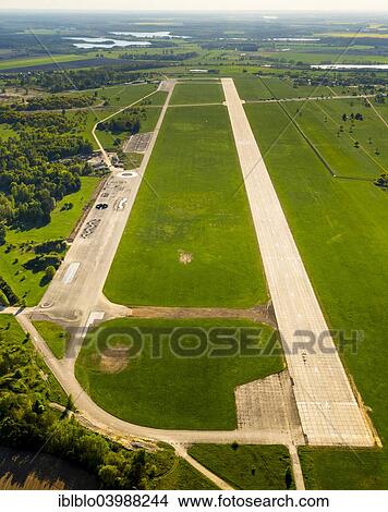 Picture - "Airstrip of Muritz Airpark, former military airport Rechlin-Larz, Rechlin, Mecklenburg Lake District, Mecklenburg-Western Pomerania, Germany, Europe". Fotosearch