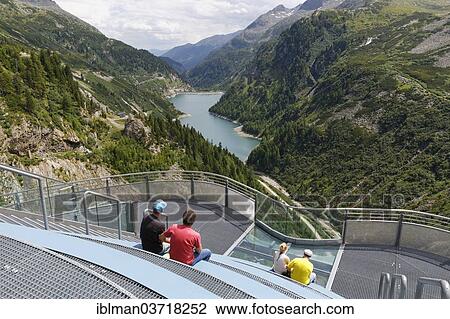 Stock Image - "Airwalk at Koelnbreinsperre, or Koelnbrein dam, view of the Galgenbichl reservoir, Maltatal, Hohe Tauern, Malta, Spittal an der Drau, Carinthia, Austria, Europe". Fotosearch