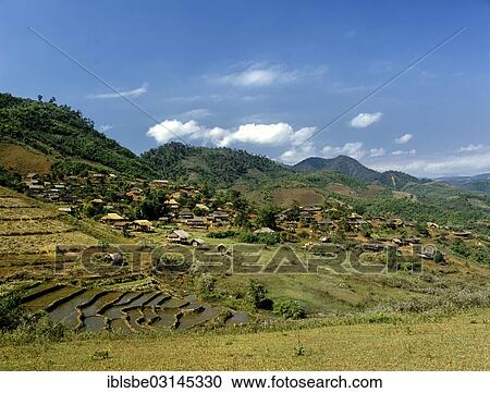 "Akha village on the Burmese border in the west of Chiang Rai, rice paddies, rice terraces, Chiang Rai Province, Northern Thailand, Thailand, Asia" View Large Photo Image Stock Image - "Akha village on the Burmese border in the west of Chiang Rai, rice paddies, rice terraces, Chiang Rai Province, Northern Thailand, Thailand, Asia". Fotosearch