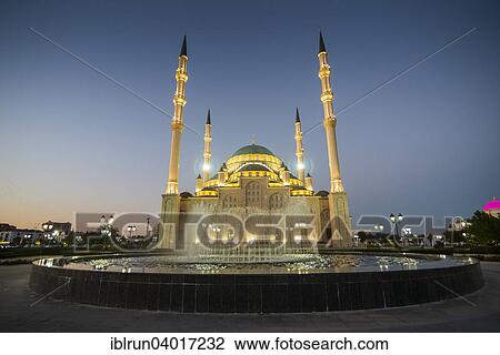 "Akhmad Kadyrov Mosque at dusk, Grozny, Chechnya, Caucasus, Russia, Europe" View Large Photo Image Stock Image - "Akhmad Kadyrov Mosque at dusk, Grozny, Chechnya, Caucasus, Russia, Europe". Fotosearch