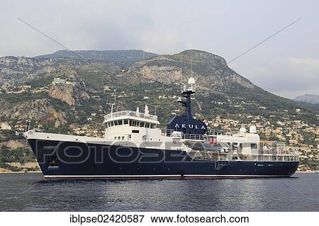 Akula, a cruiser built by Amels Holland BV, length: 59 m, built in 1974, converted from a pilot ship into a yacht in 1999, anchored off the Principality of Monaco, French Riviera, Mediterranean Sea, Europe View Large Photo Image Stock Photo - Akula, a cruiser built by Amels Holland BV, length: 59 m, built in 1974, converted from a pilot ship into a yacht in 1999, anchored off the Principality of Monaco, French Riviera, Mediterranean Sea, Europe. Fotosearch