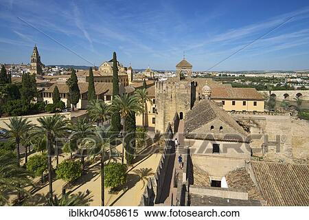Stock Photography - "Alcazar de los Reyes Cristianos with Mezquita and Rio Guadalquivir, Cordoba province, Andalucia, Spain, Europe". Fotosearch